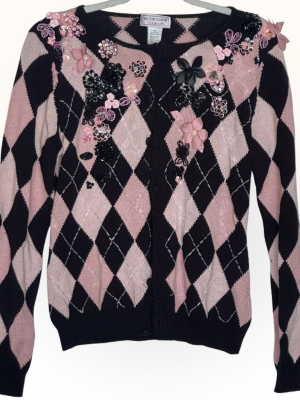 VTG beaded cardi with floral appliqué - Picture 2 of 6
